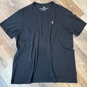 Psycho Bunny T-Shirt Men 1XLT Black Pima Cotton V-Neck Short Sleeve Logo